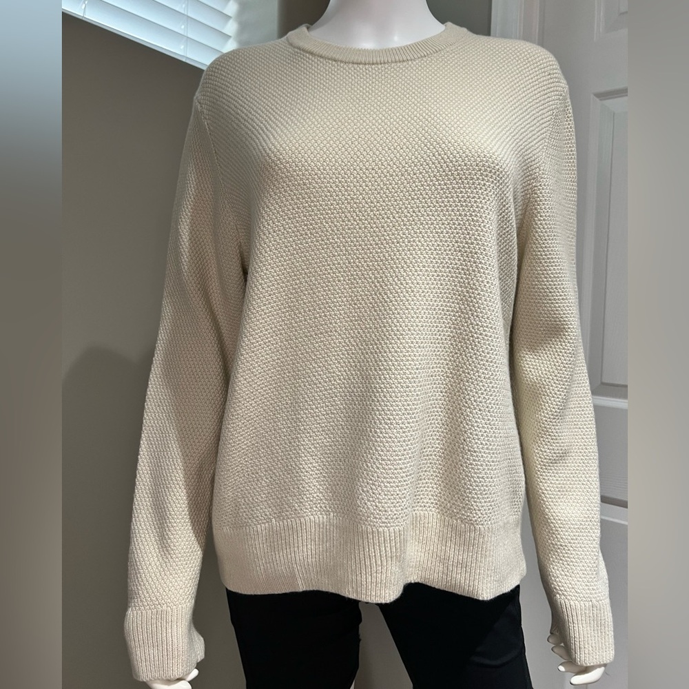 SANDRO. EUC. Quiet Luxury. Beautiful Longsleeve waffle knit sweater. Oatmeal. M. - Picture 2 of 13